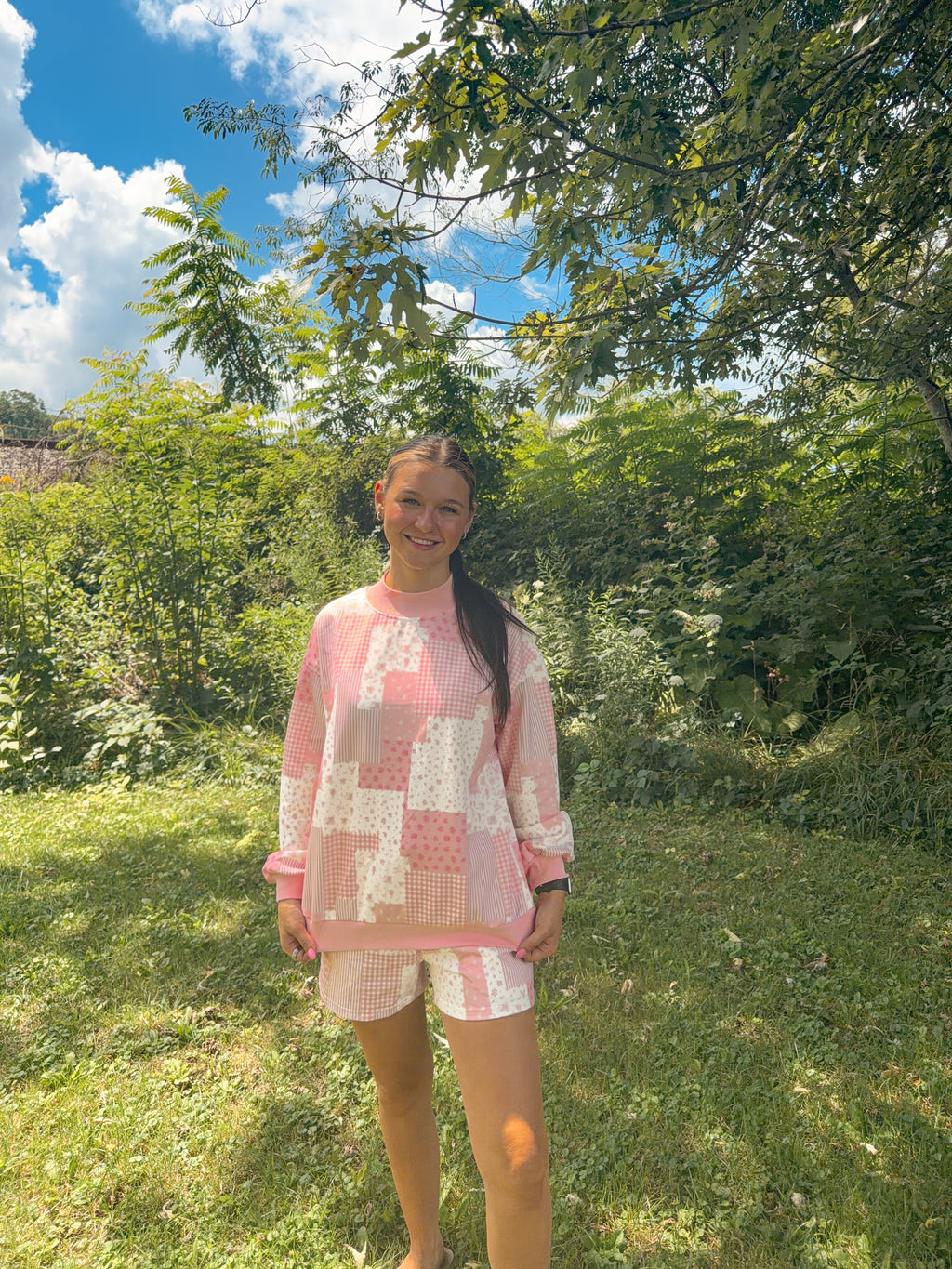 Patchwork Bloom Lounge Set- Pink