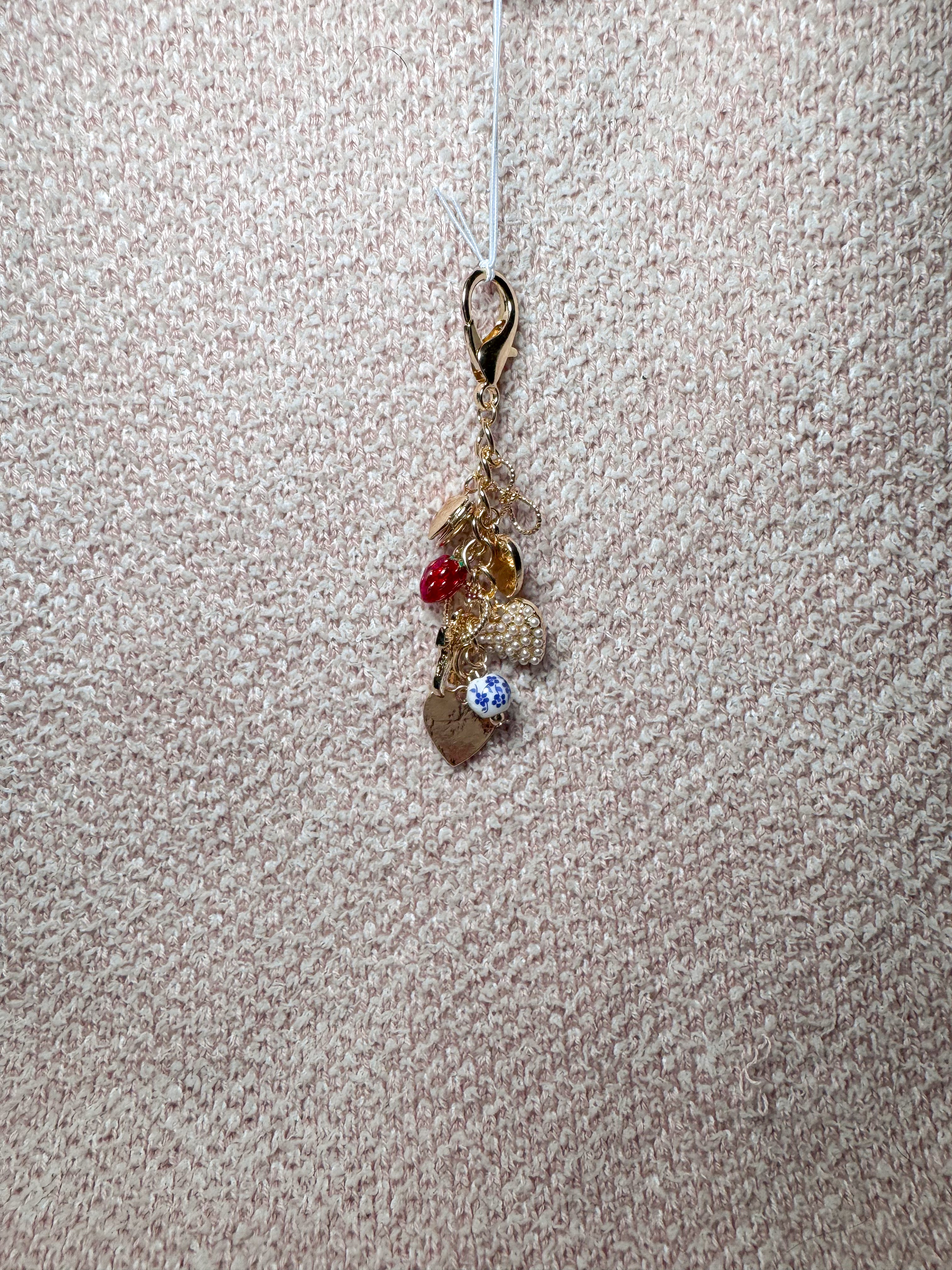 Strawberry Heart Bag Charm