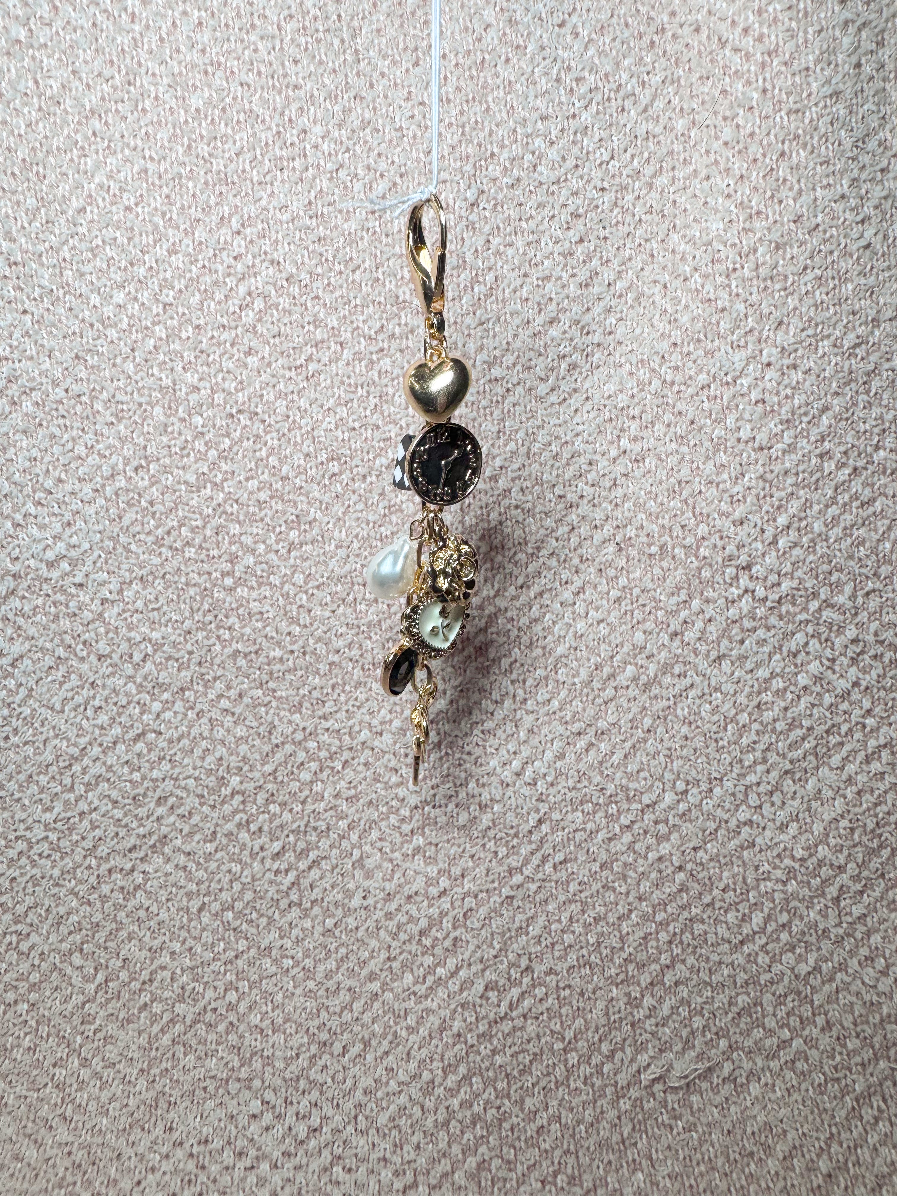 Checkered Heart Bag Charm