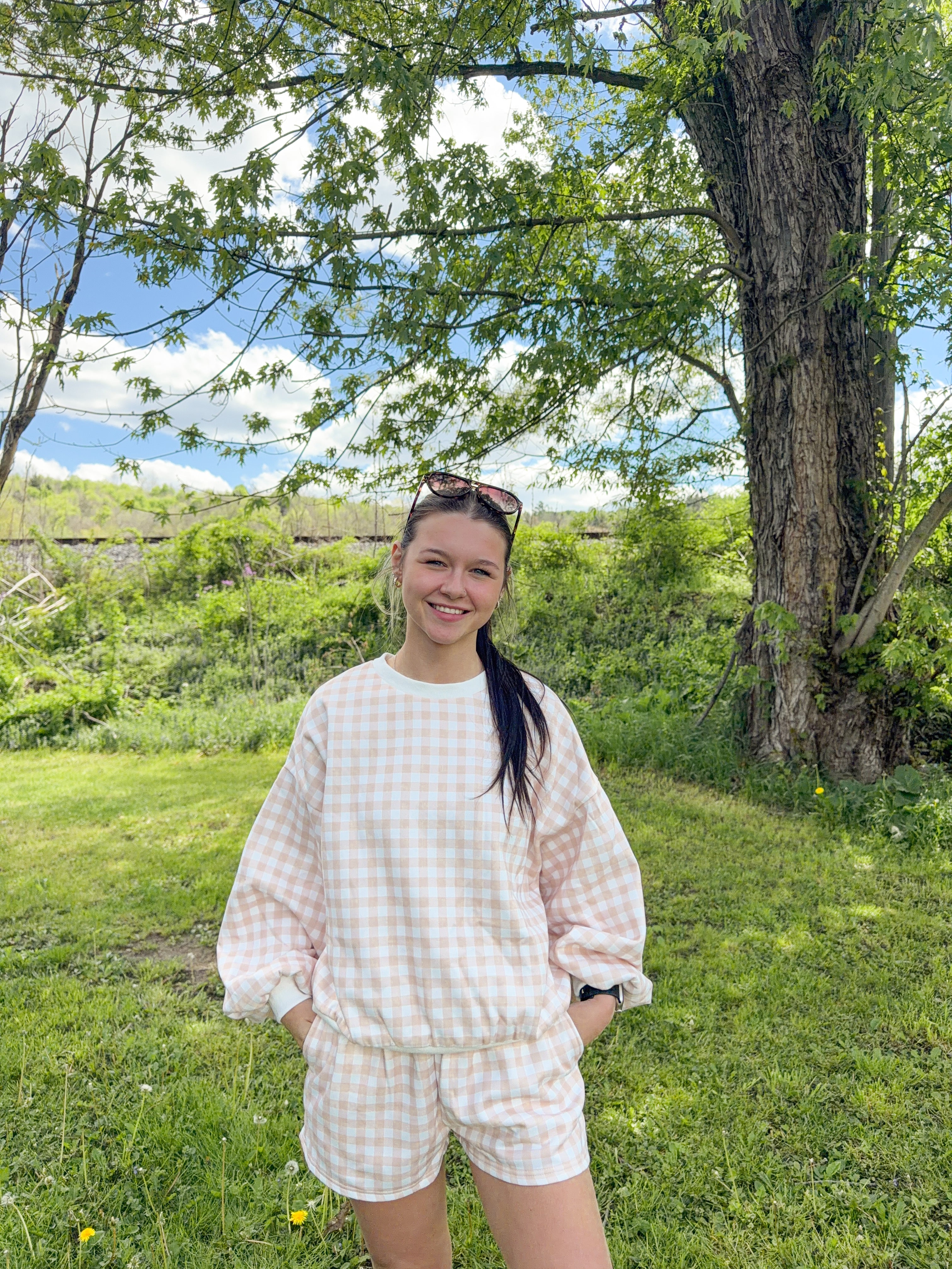 Maple Meadow Gingham Set- khaki