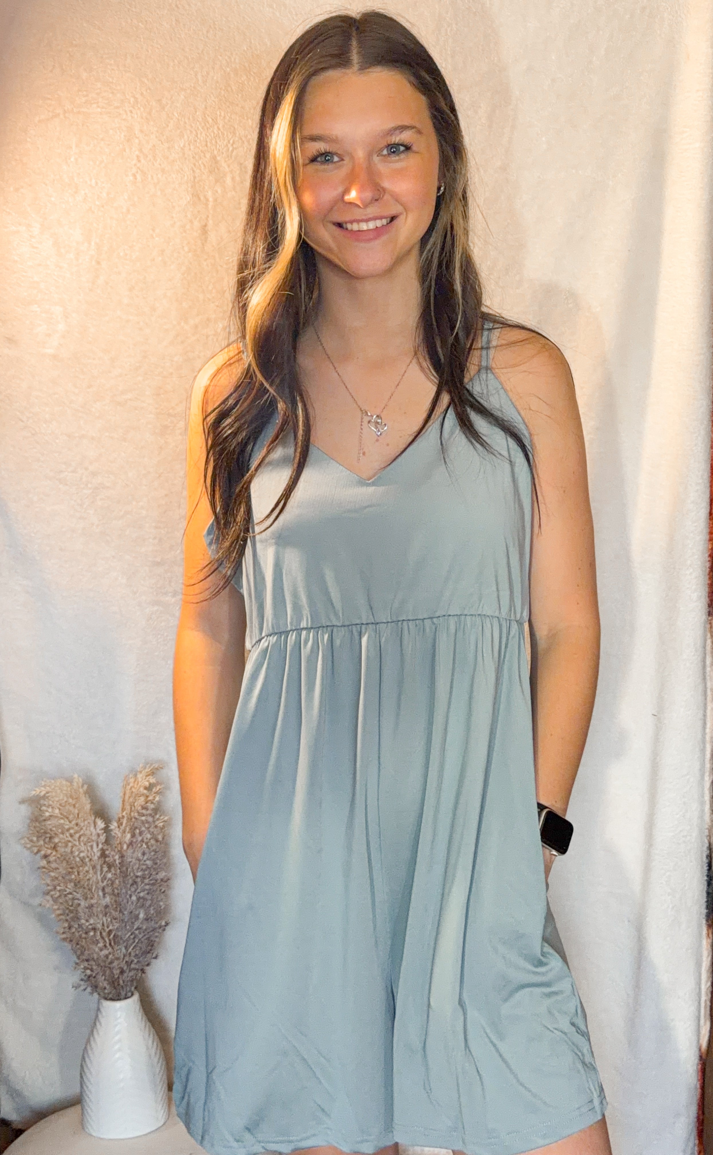 Meadow Drift Romper- Gray
