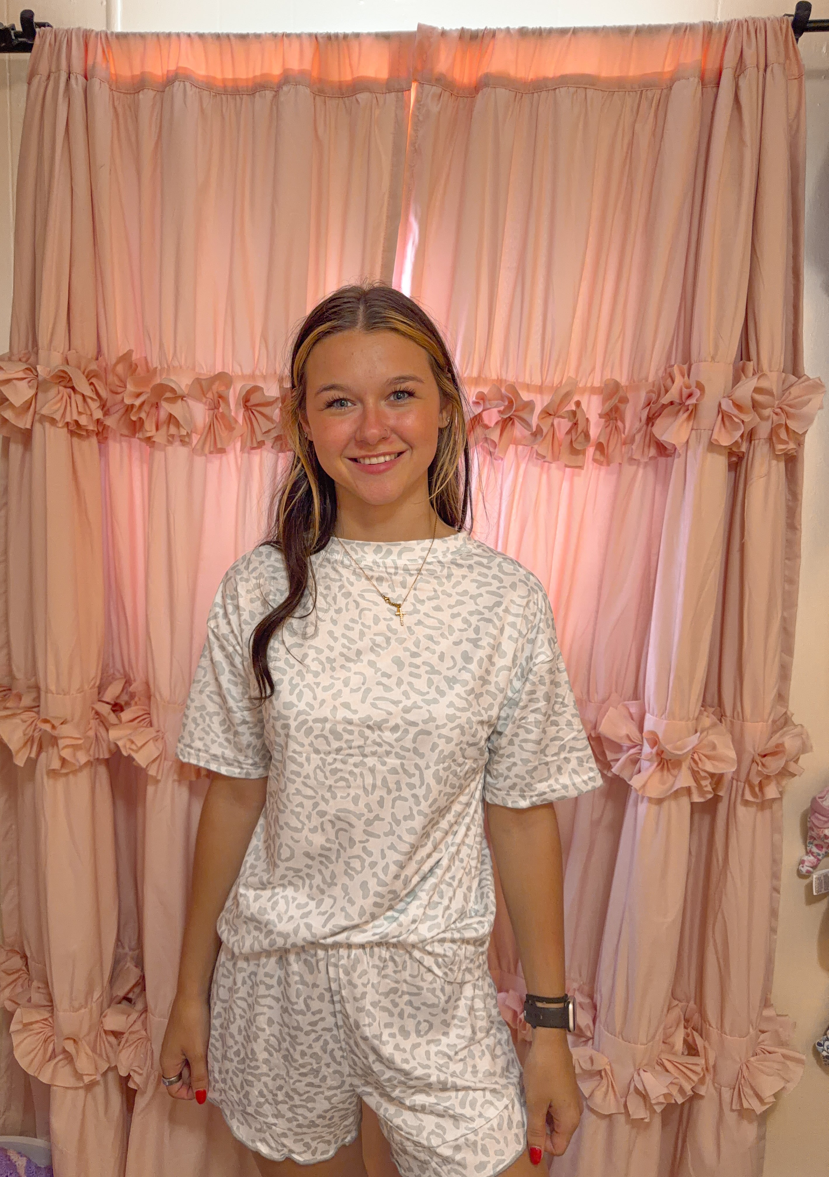 Gray Leopard Shorts Lounge Set