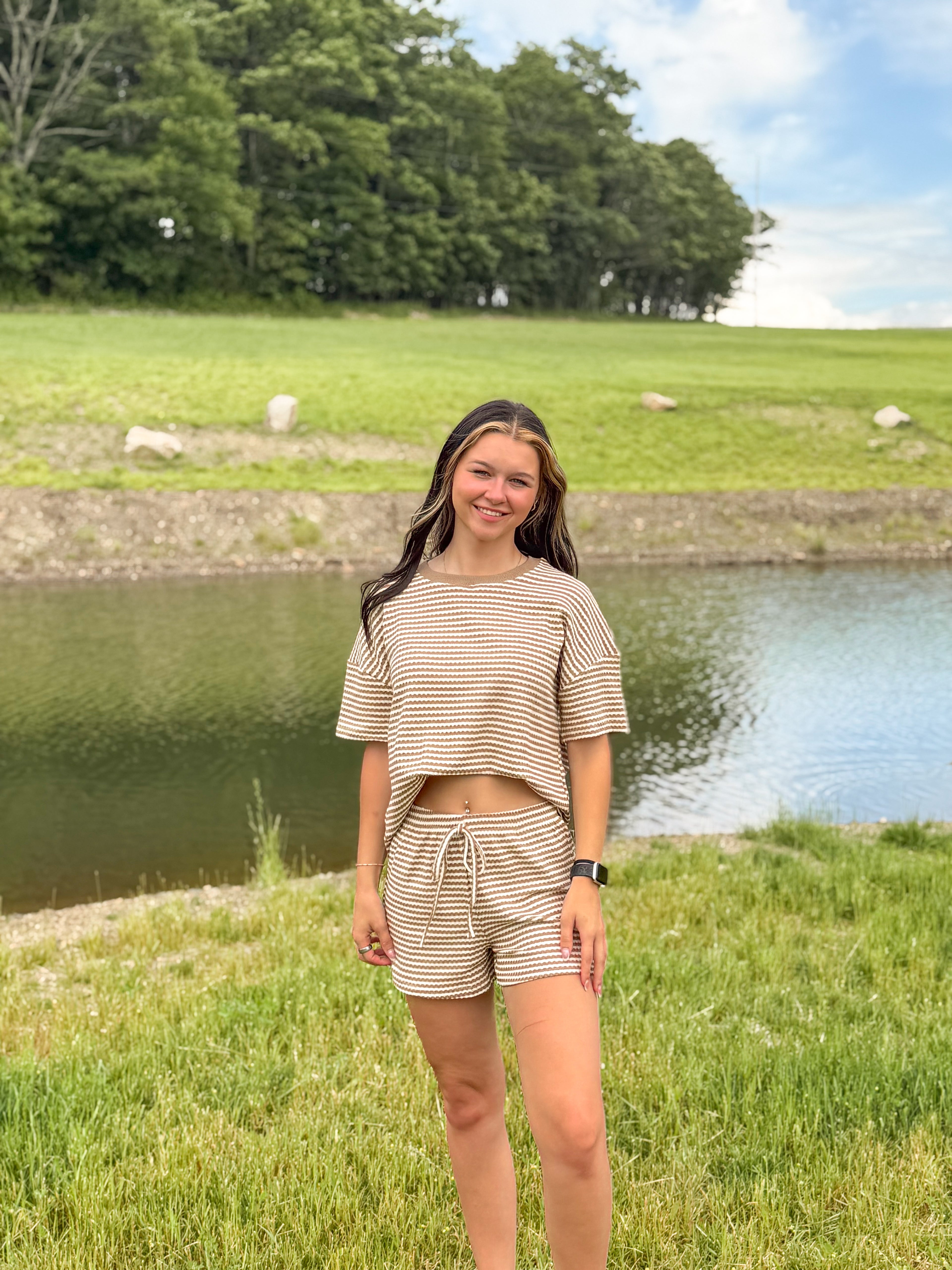 Coastal Striped Set- Khaki