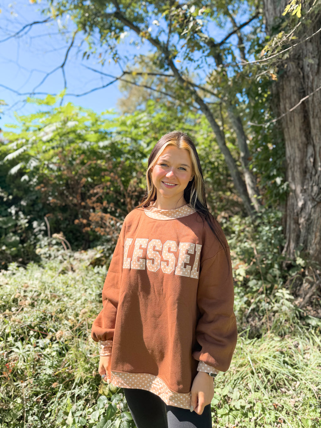 Blessed Mock Neck- Brown
