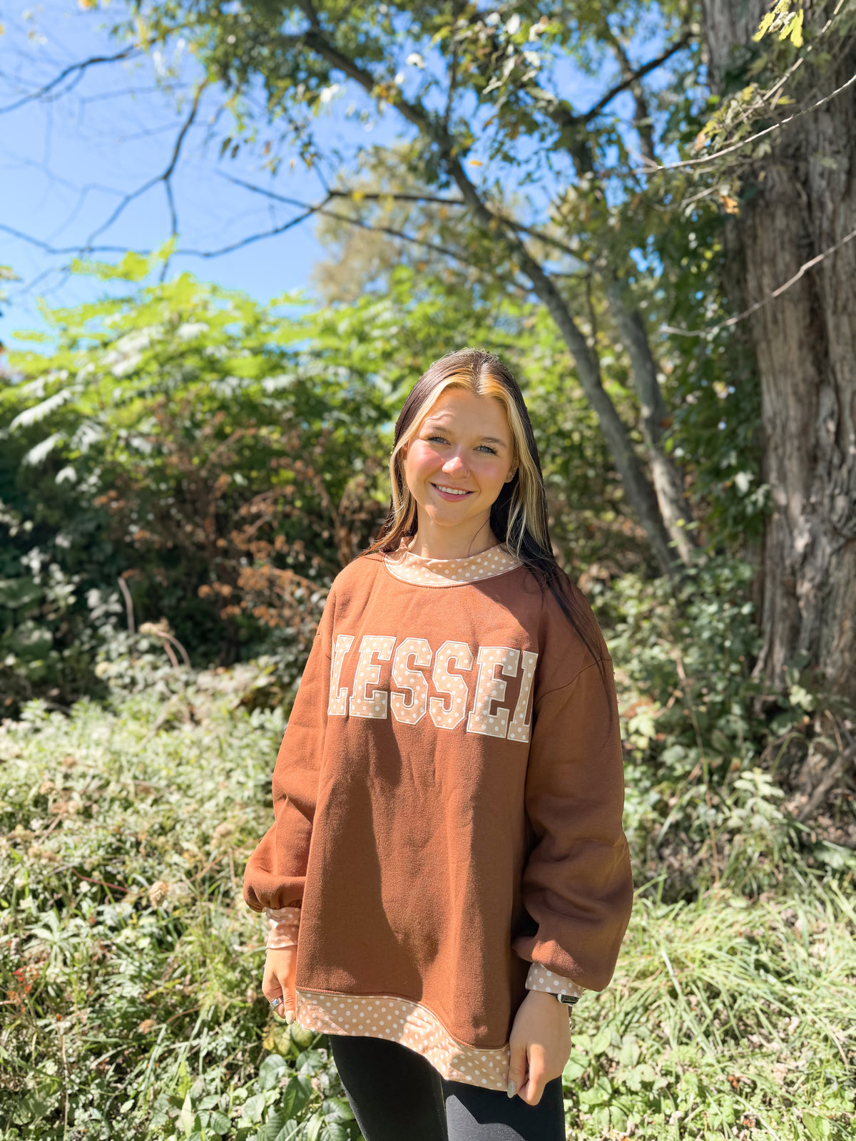 Blessed Mock Neck- Brown