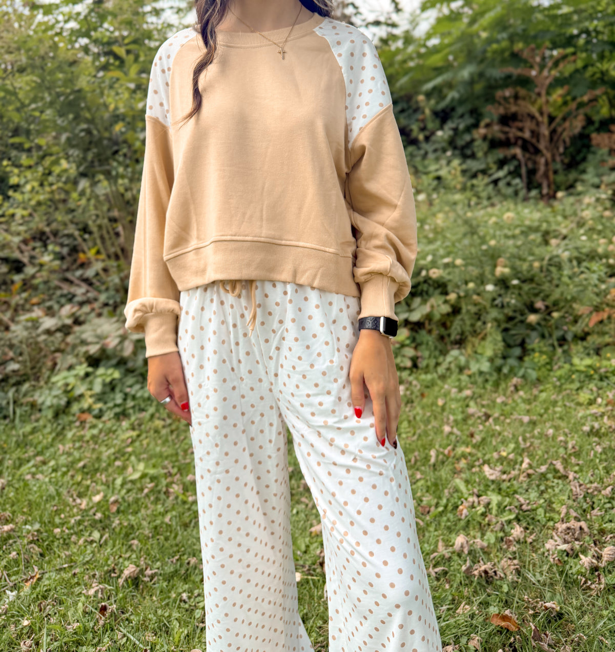 Polka Dot Patchwork Set- Khaki