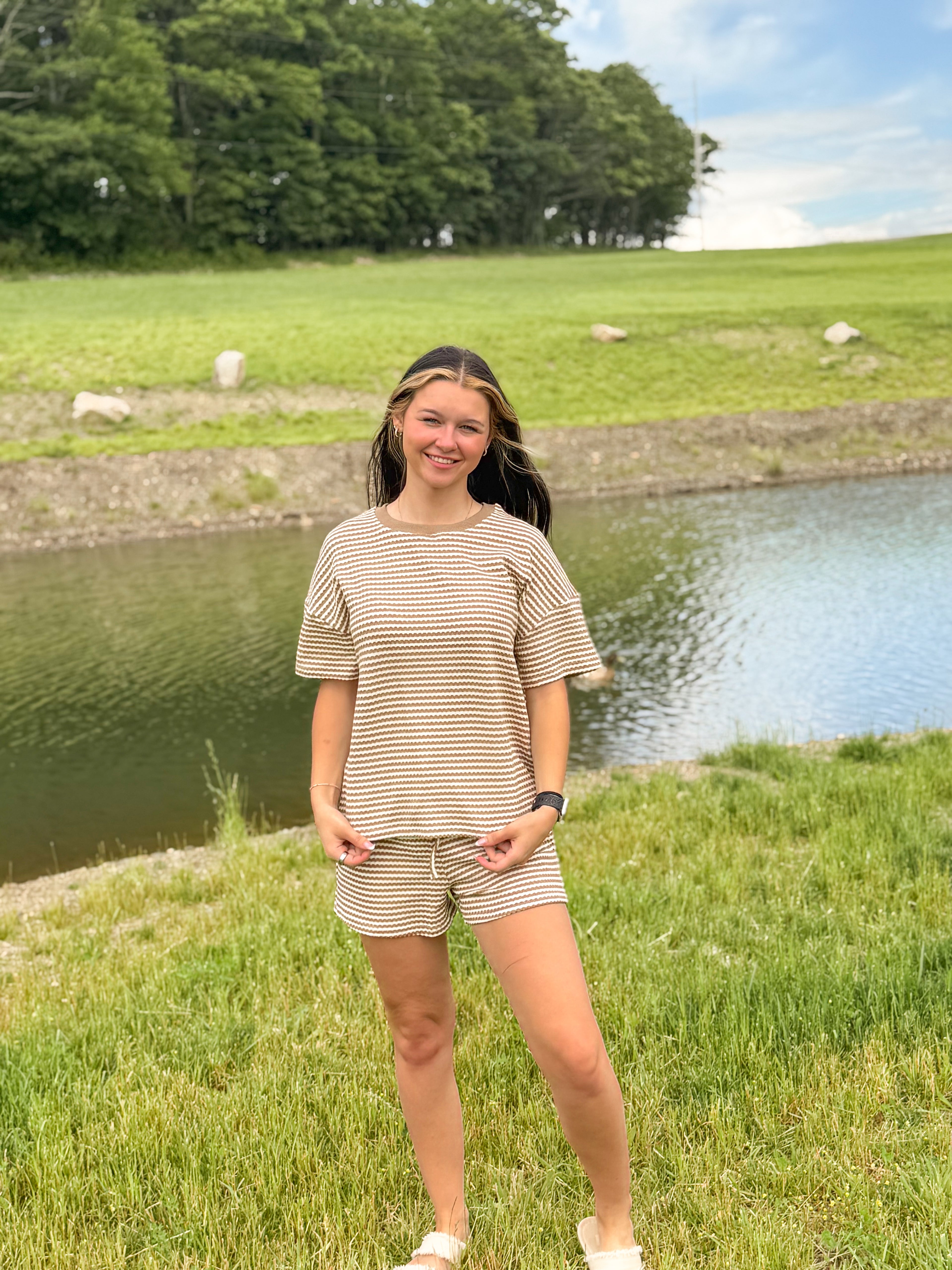 Coastal Striped Set- Khaki