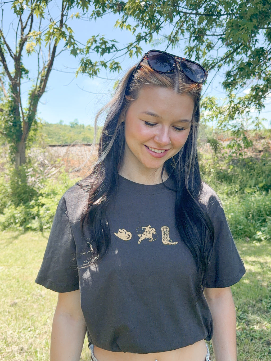 Rodeo Cropped Tee- Black