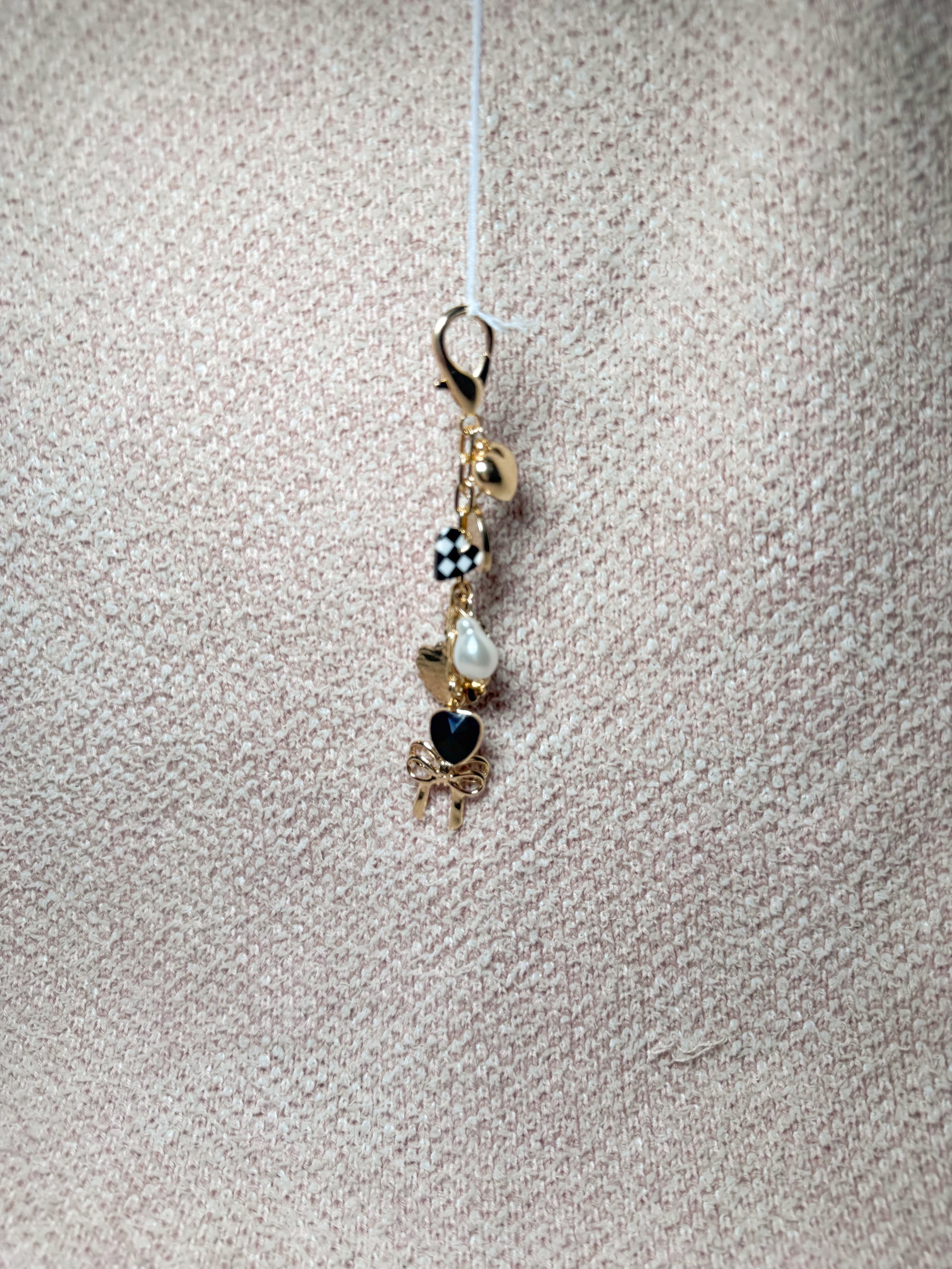 Checkered Heart Bag Charm