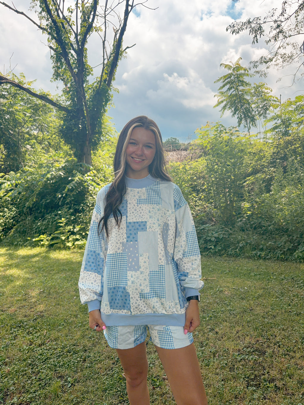Patchwork Bloom Lounge Set- Blue