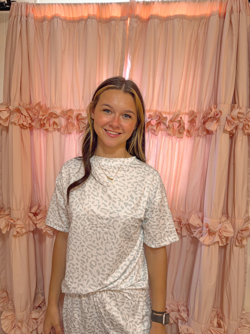 Gray Leopard Shorts Lounge Set