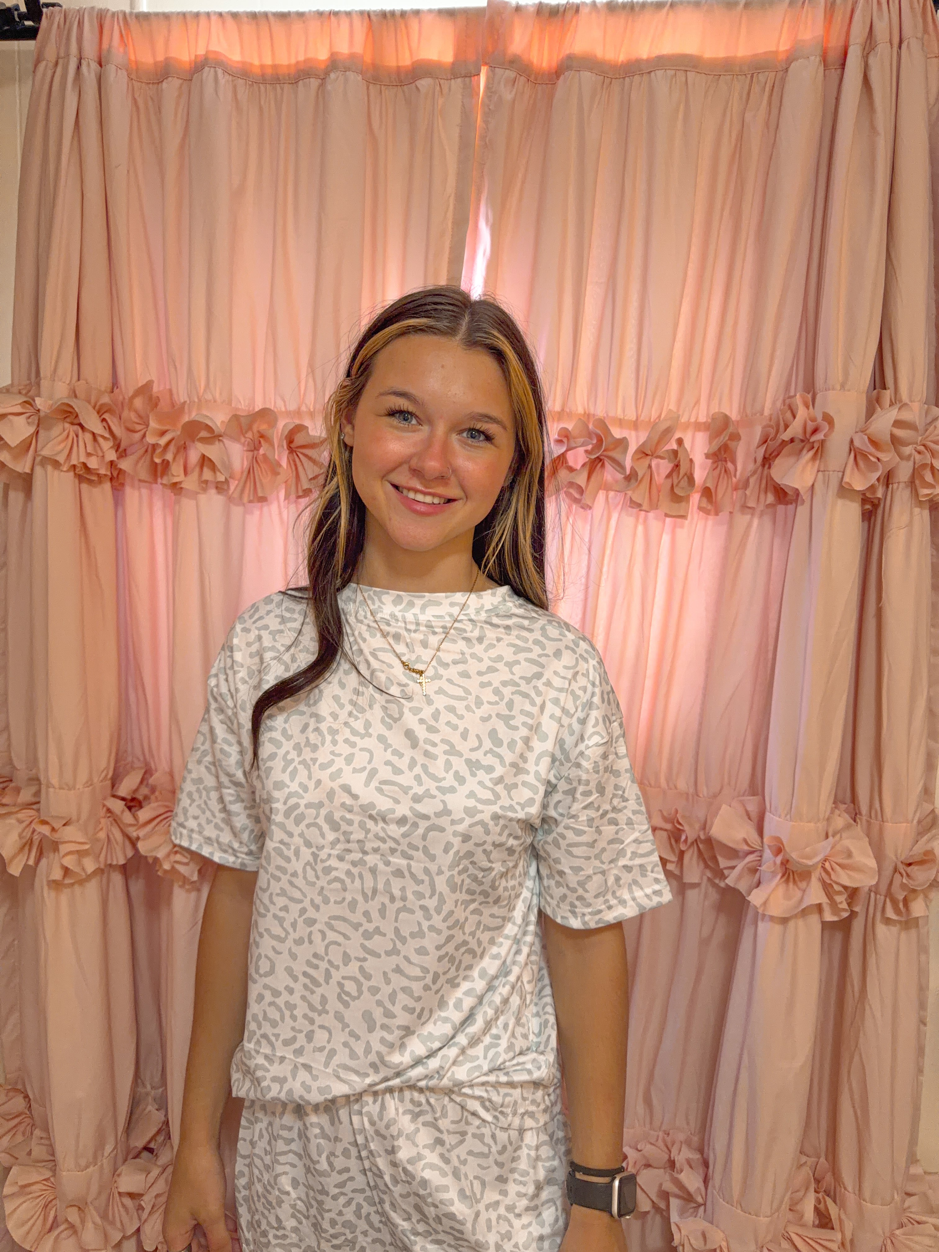 Gray Leopard Shorts Lounge Set
