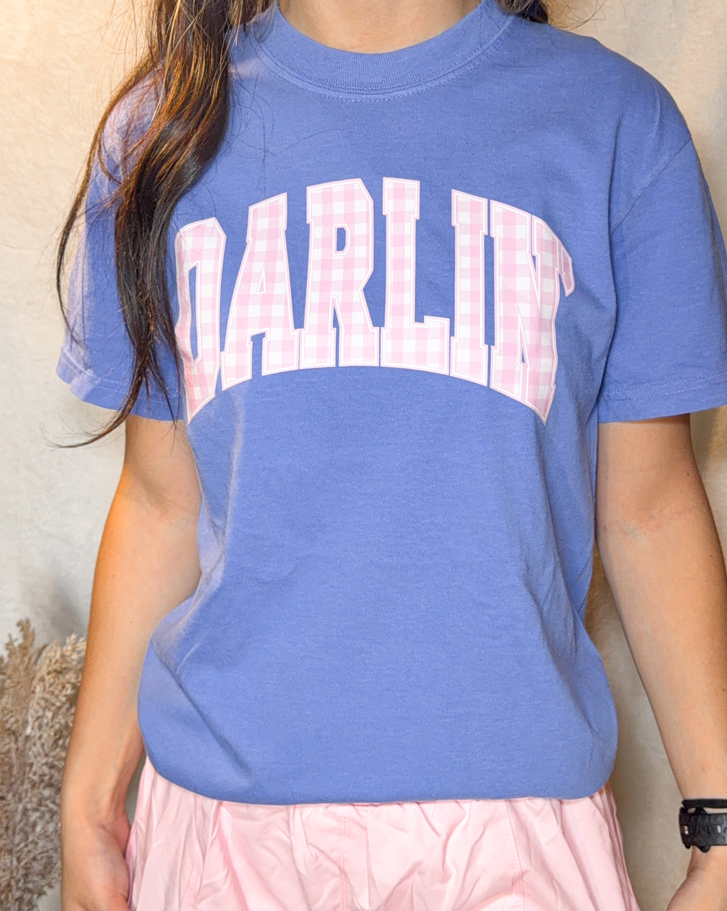 Darlin' Gingham Tee- Blue