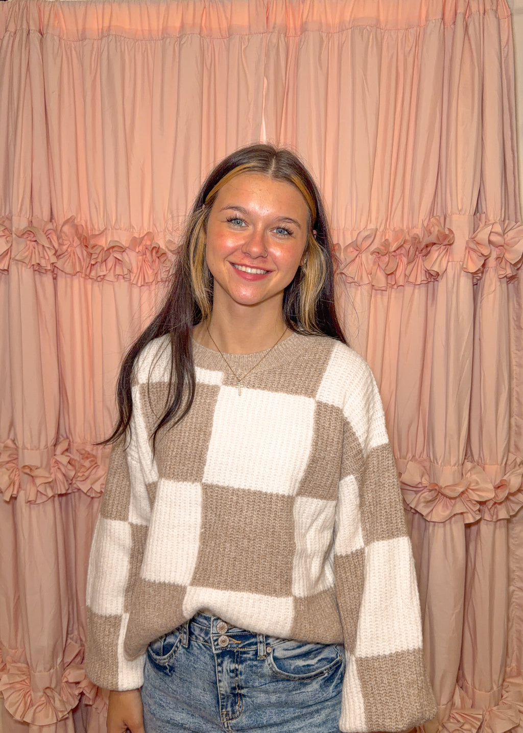 Harper Knit Sweater- Ivory Mocha