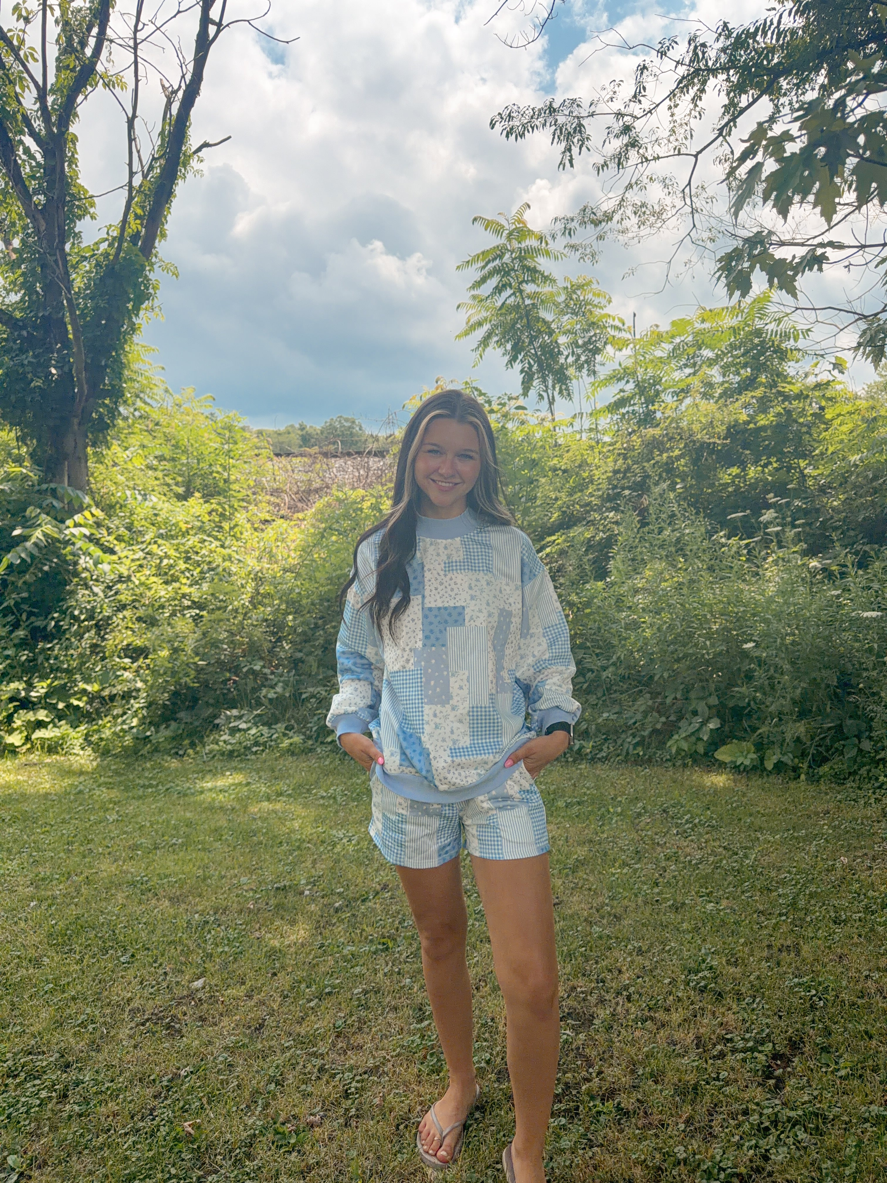 Patchwork Bloom Lounge Set- Blue