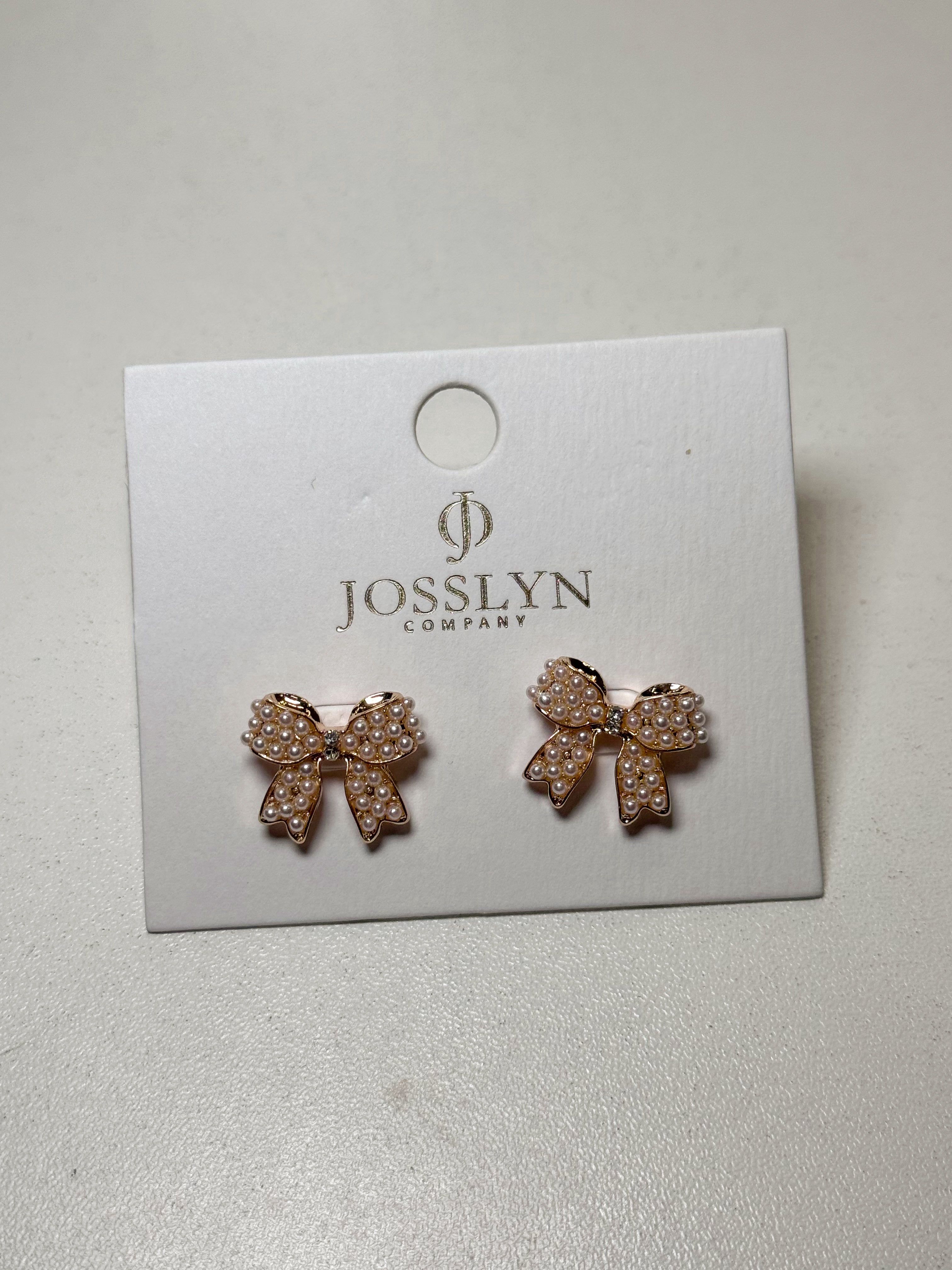 Pearl Bow Earrings- Gold