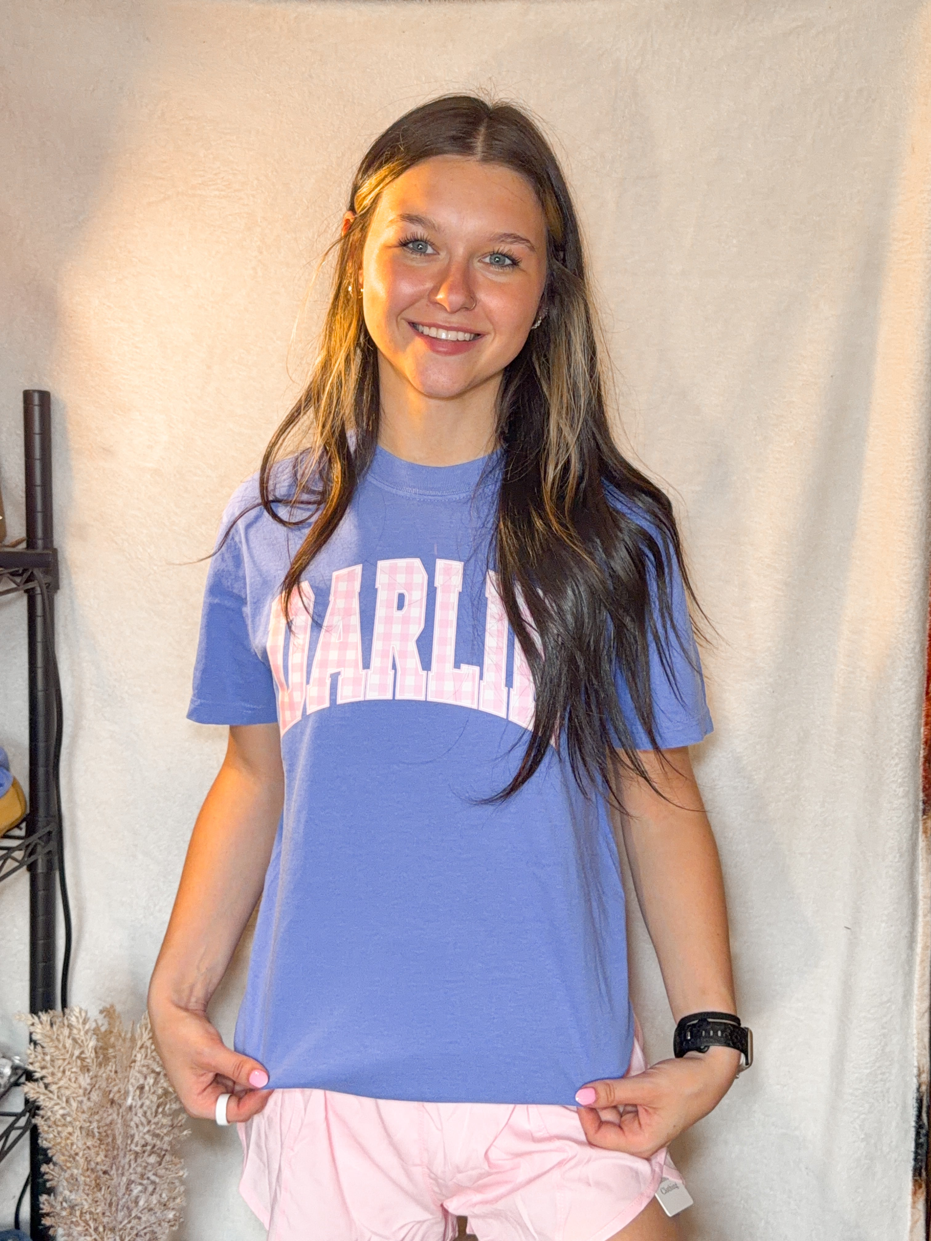 Darlin' Gingham Tee- Blue