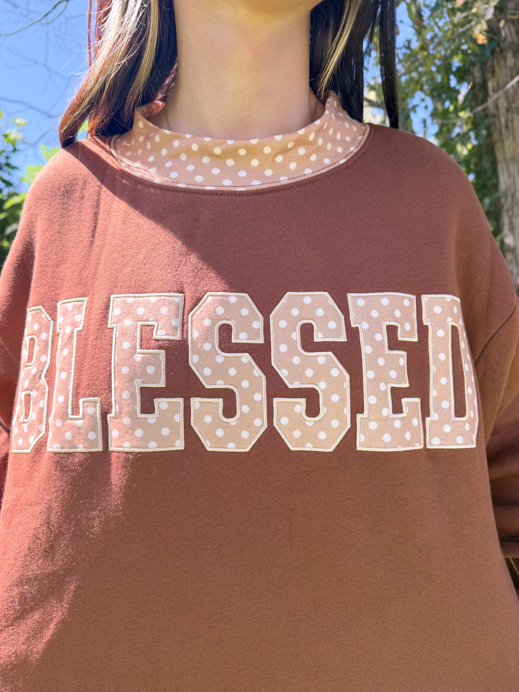 Blessed Mock Neck- Brown