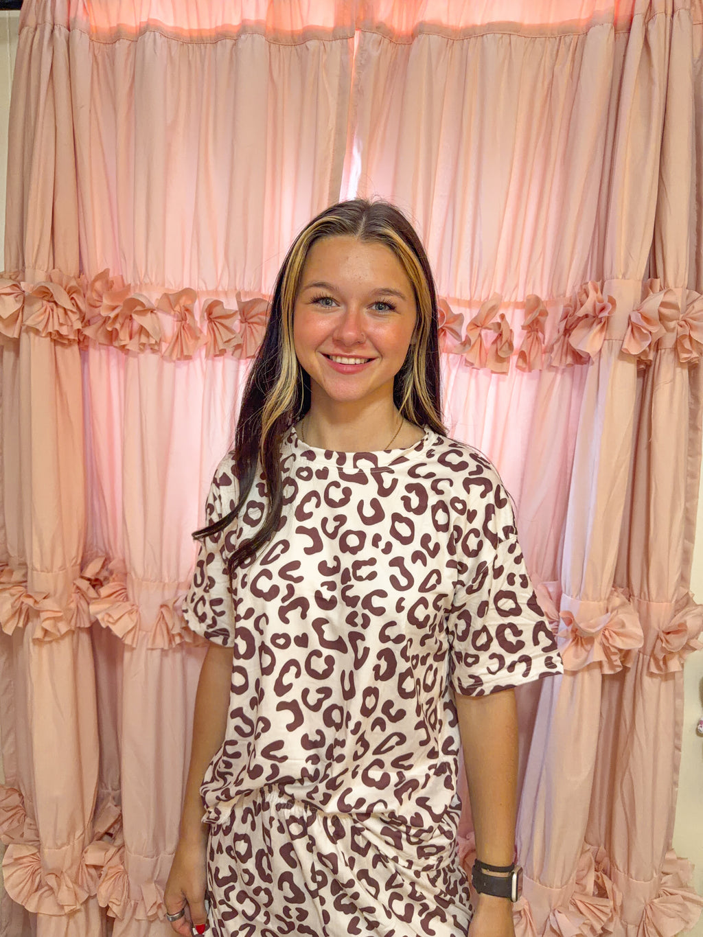 Brown Leopard Lounge Set