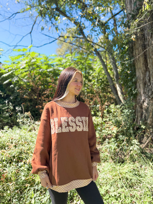 Blessed Mock Neck- Brown