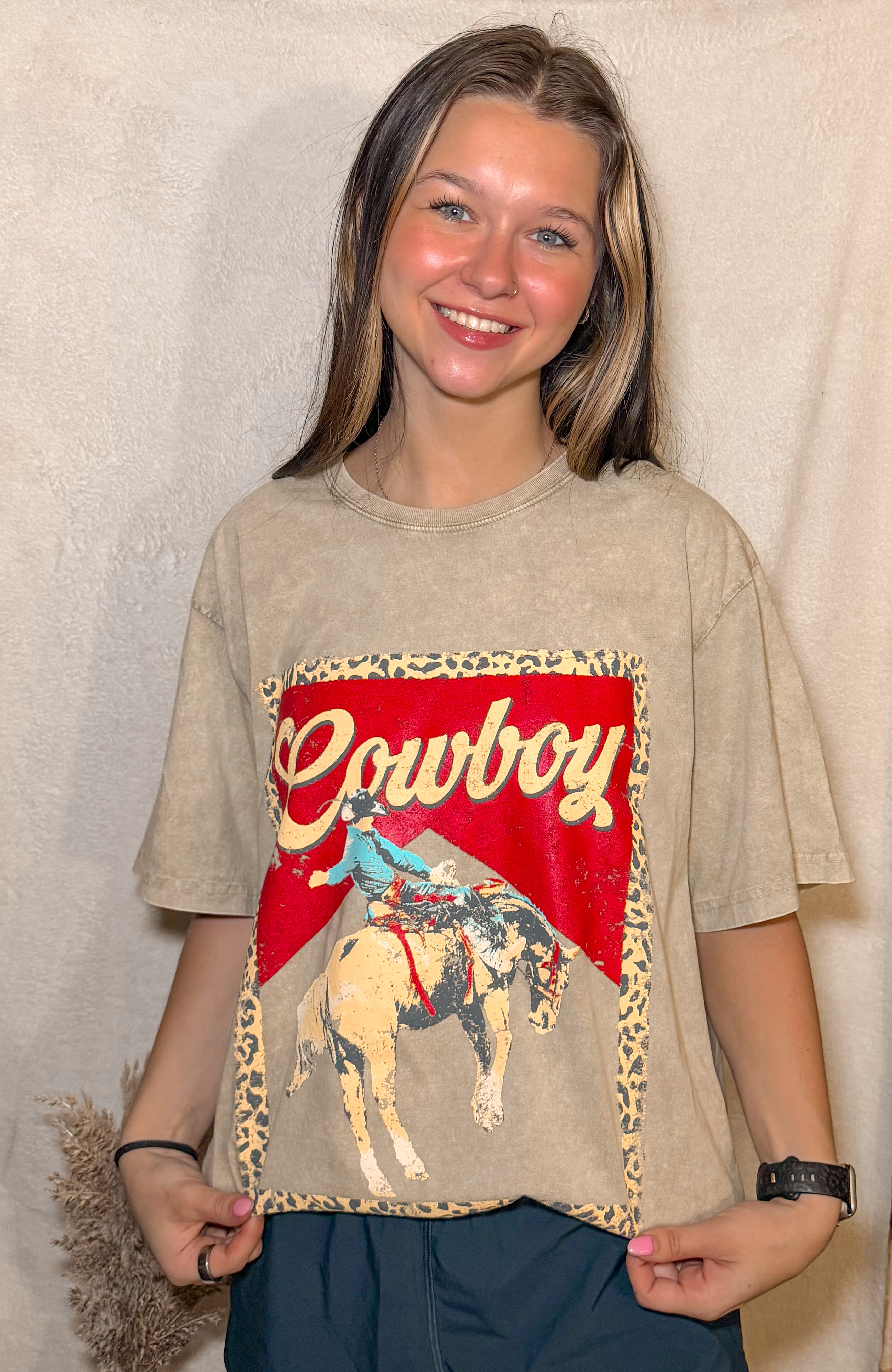 Cowboy Graphic Tee- Mocha