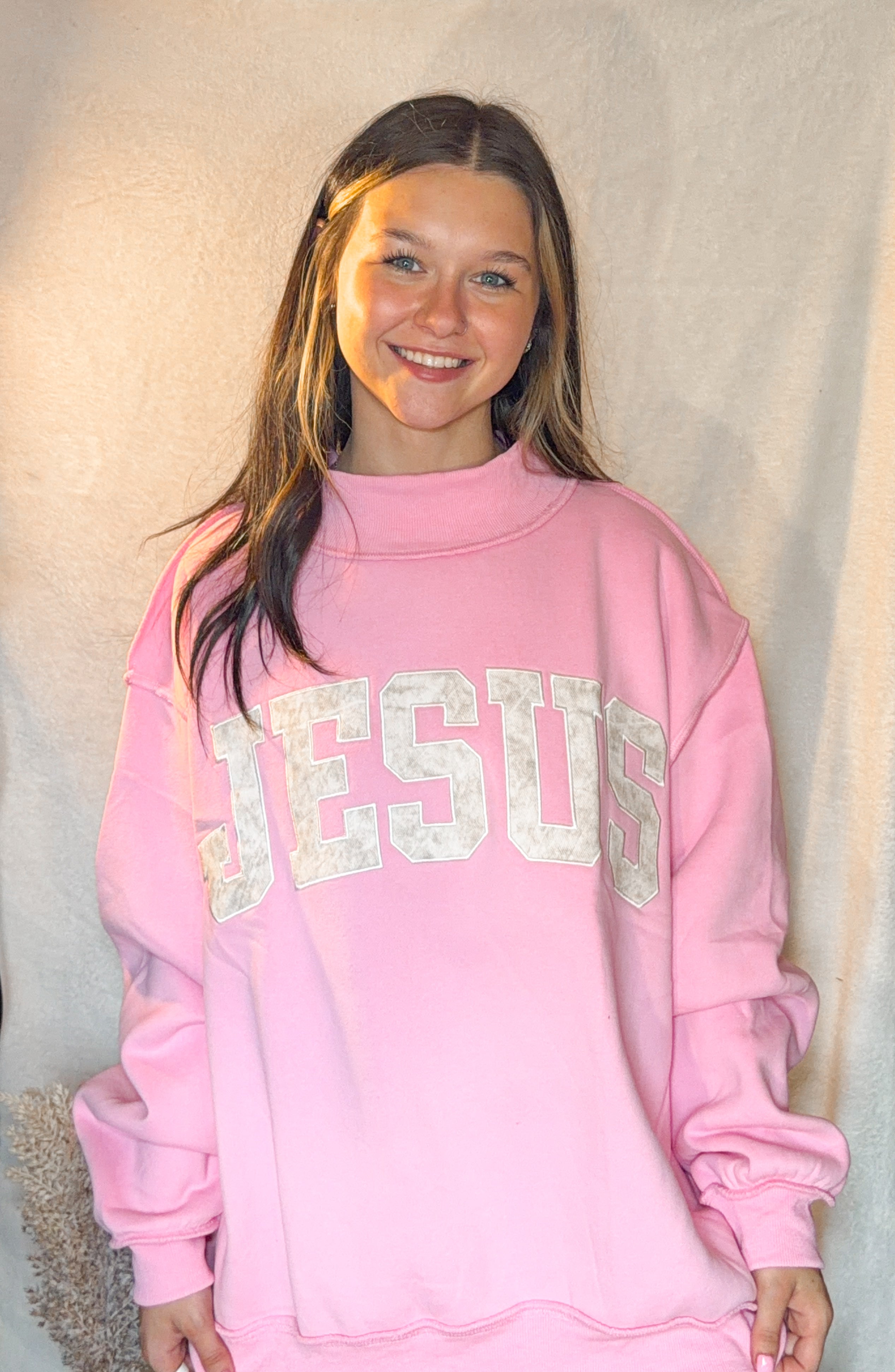 Desert Faith Camo Mockneck- Pink