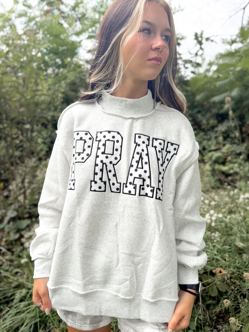 Pray Mock neck- Polka Dot