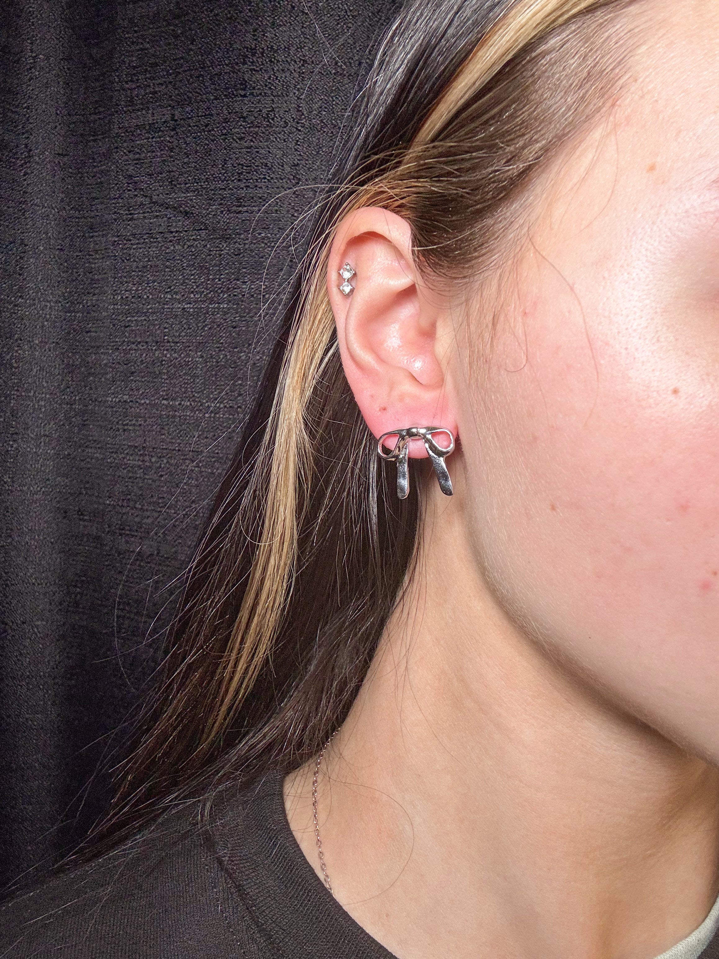 Silver Darling Bows- Earrings